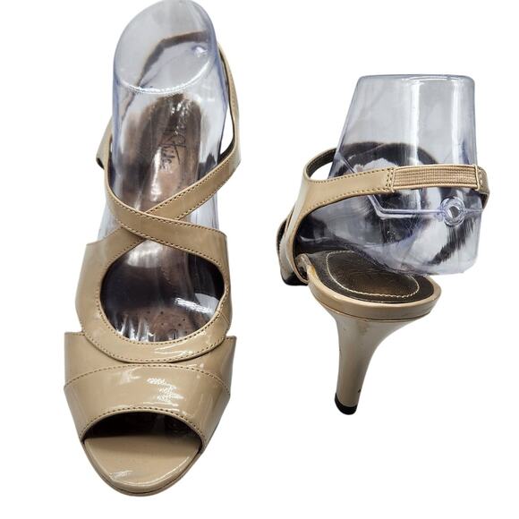 Life Stride "Viking" Strappy Beige Peep-toe Slingback High-heeled Sandals SZ 9M - Picture 12 of 12